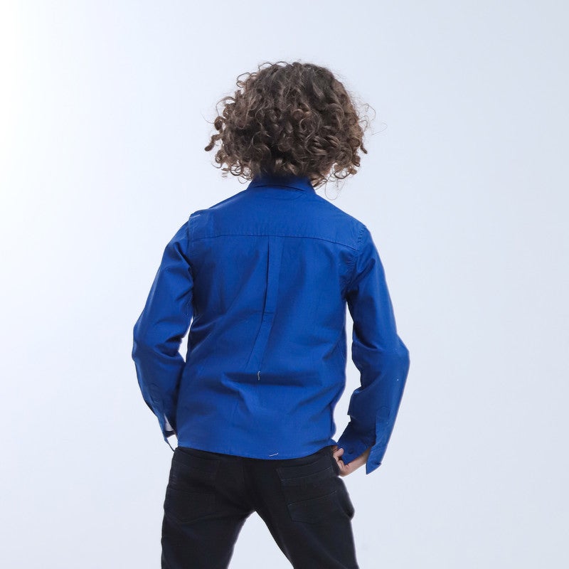 BEBO Plain long-sleeved boys' shirt_Blue - Image 3